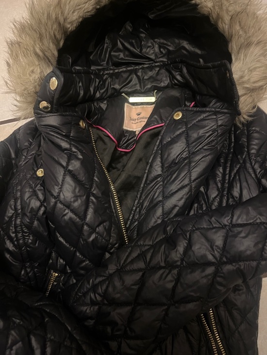 Juicy Couture Jackets & Blazers - Juicy Couture Black Quilted Puffer Jacket with Faux Fur Trim
